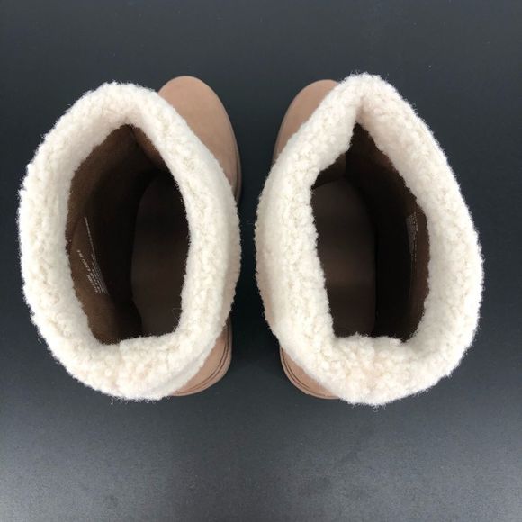 JustFab Taupe Ellie Faux Sherpa Trim Lug Sole Bootie - Picture 8 of 12